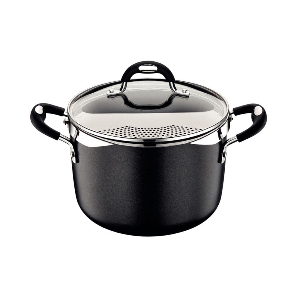 Espagueteira Mônaco Induction Preto 22 cm 5,4 L em Alumínio com Revestimento Interno Antiaderente e Alças em Silicone Tramontina 28709/022