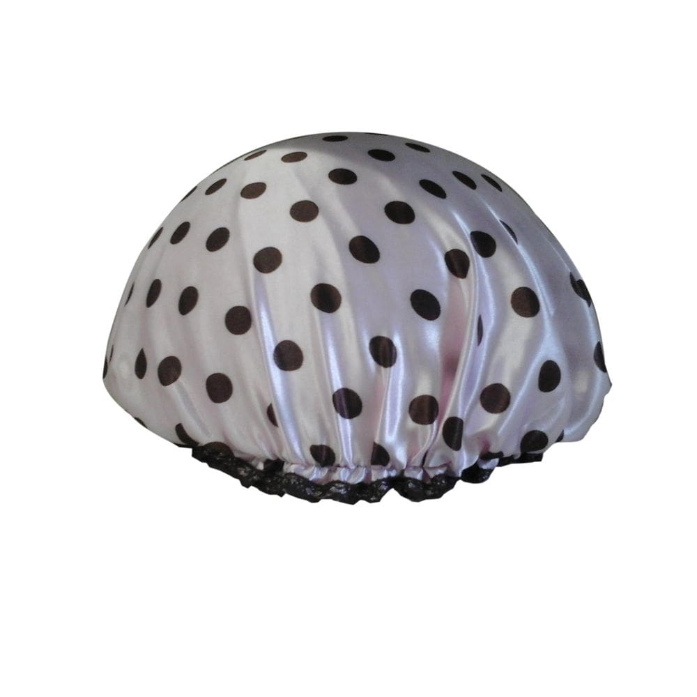 Touca Para Banho Cetim Poa Rosa Marrom