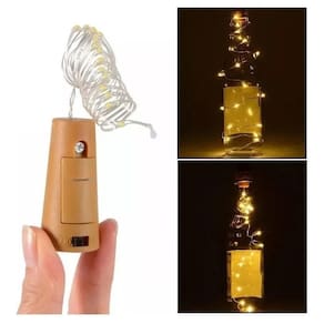 Rolha Fio De Luz Led Com 20 Leds 2 Mts Branco Quente