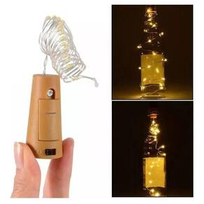 Rolha Fio de Luz LED 20 Leds 2m Branco Quente - Coisaria