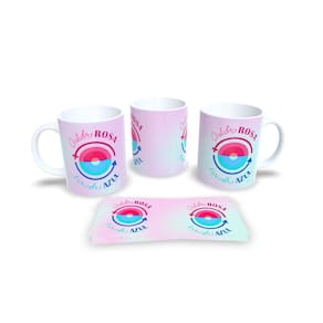 Caneca Branca de Porcelana Personalizada Outubro Rosa