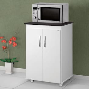 Bancada para Micro-ondas com 2 Portas Ezio Branco Preto