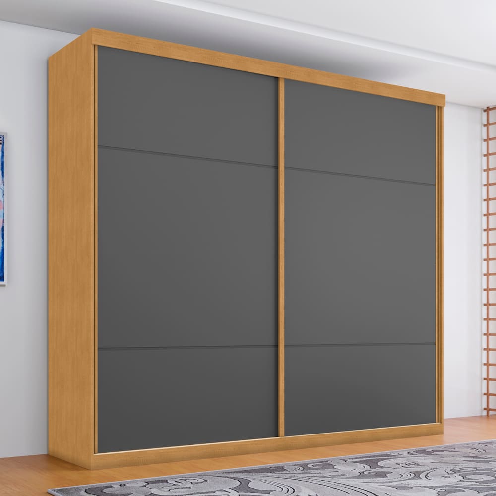 Guarda Roupa 2 Portas e 4 Gavetas Quatis Naturalle Grafite