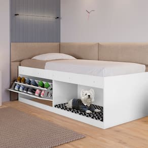Box Solteiro 2 Prateleiras Flórida Com Kit Pet Branco