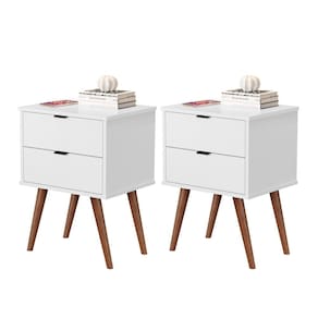 Conjunto Mesa de Cabeceira 2 Gavetas Geraldine Branco