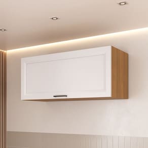 Armario Aéreo Porta Basculante 80cm Soho Cabecasa Madeiramadeira Freijó/Branco