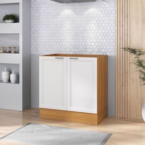 Balcão 2 Portas 80cm sem Tampo Soho Cabecasa Madeiramadeira Freijó/Branco