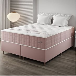Conjunto Colchão Mola Ensacada e Base Box Queen 67x158x198cm Cairo Yescasa Rose