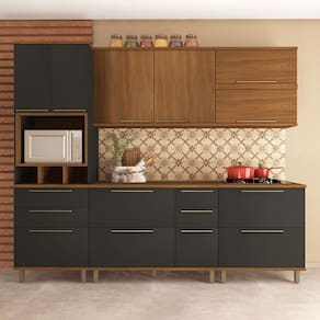 Cozinha Completa Munique 10 Portas 6 Gavetas Freijo/Cinza - Indekes