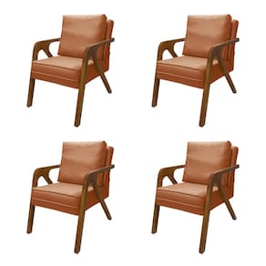 Kit 4 Poltronas Decorativas Pés em Madeira Maciça Monaco Veludo Terracota