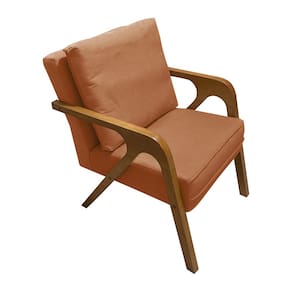 Poltrona Decorativa Pés em Madeira Maciça Monaco Veludo Terracota