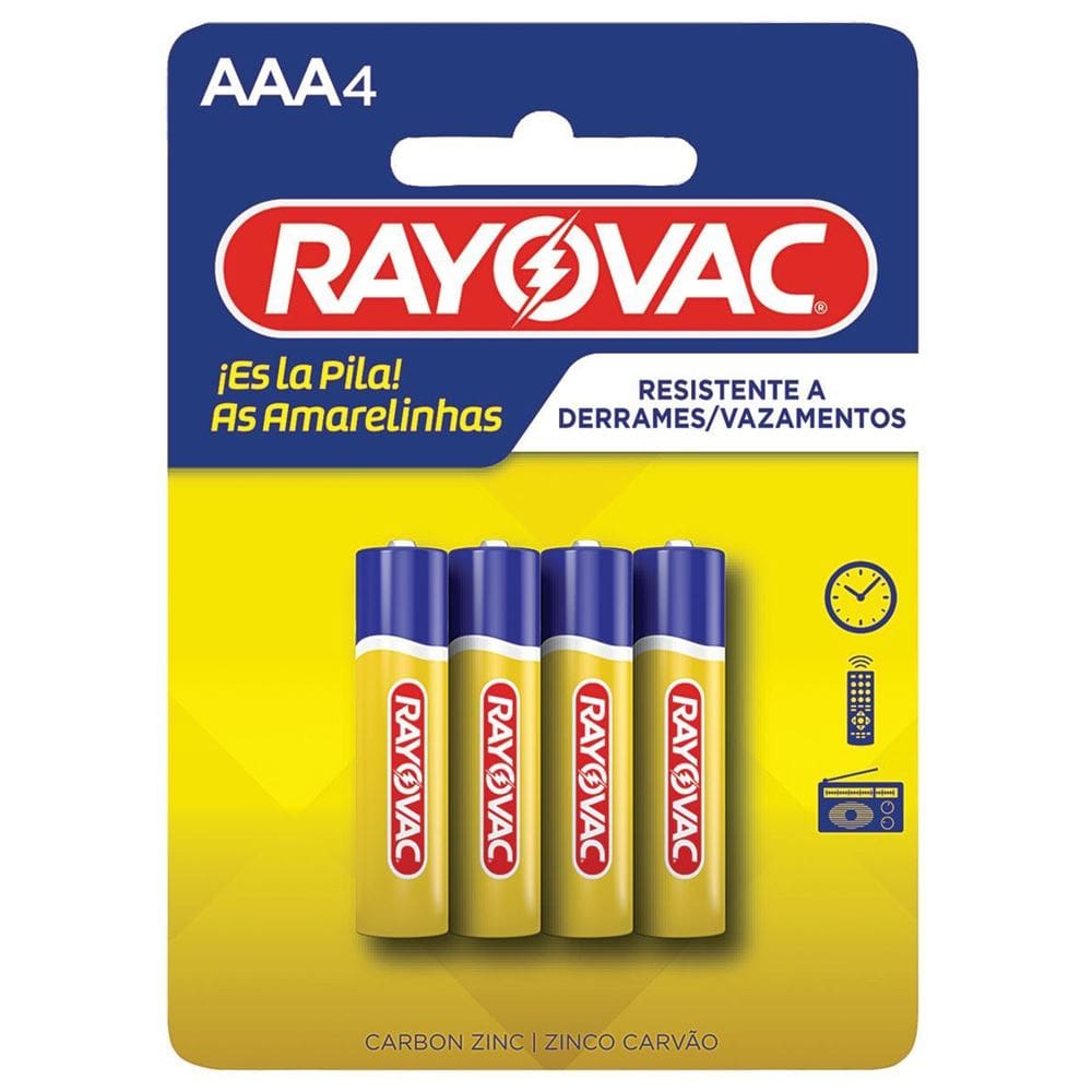 Pilha Palito com 4 Unidades Amarelinha 10307 Rayovac