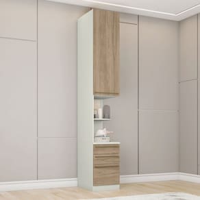 Guarda-Roupa Solteiro Modulado 1 Porta 3 Gavetas Areia/Jequitibá - Henn