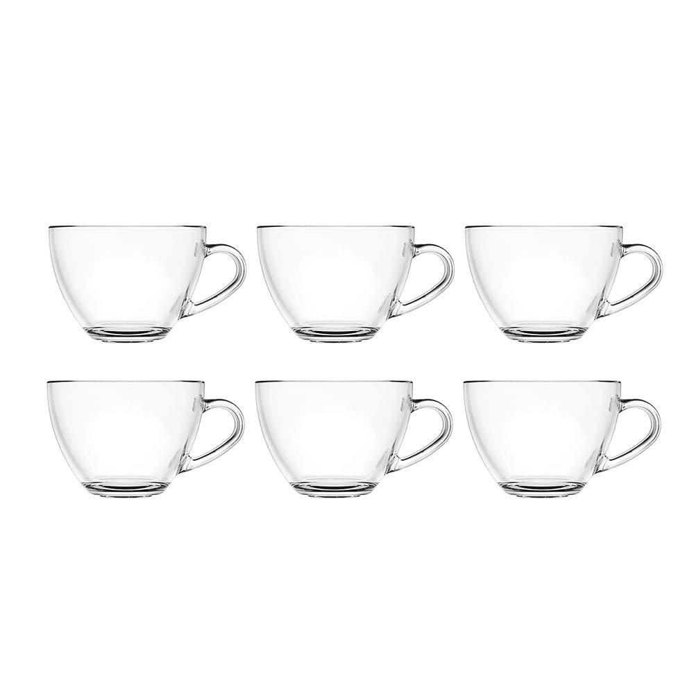 Jogo 6 Xicaras Messina De Vidro Transparente Café Chá Com Alça 90ml