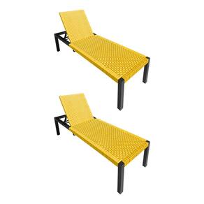 Kit 2 Espreguiçadeiras Cancun Alumínio Junco Sintético Trançado Amarelo Unicolor