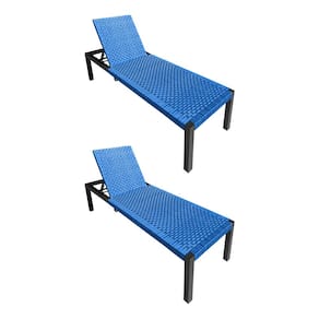 Kit 2 Espreguiçadeiras Cancun Alumínio Junco Sintético Trançado Azul Unicolor