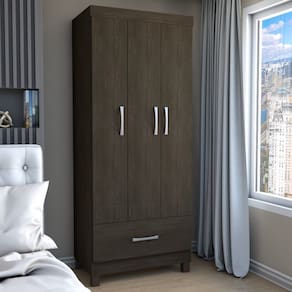 Guarda-Roupa Solteiro 3 Portas 1 Gaveta Ebano - Loja