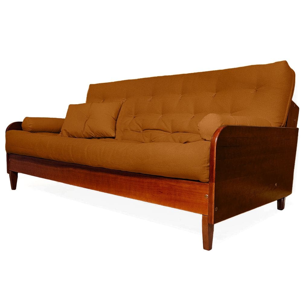 Sofá Cama Paris Sarja Madeira Nobre Imbuia - Caramelo