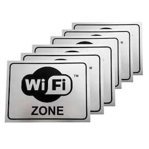 Kit Un 6 Placa Pvc Wifi Zone Auto-Adesiva Jaime