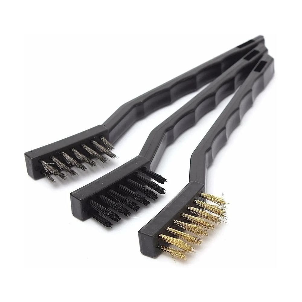 Jogo De 3 Escovas Aço Inox, Nylon E Latão