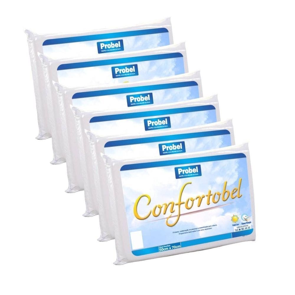 Kit 6 Travesseiros Probel Espuma Soft Antiácaro Conf 40x60cm