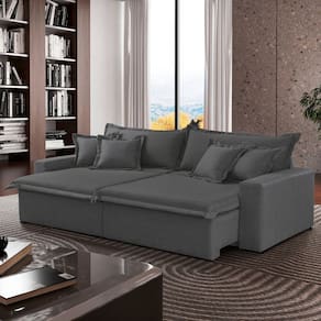 Sofá Cama Áustria 3 Lugares Retrátil Reclinável 230cm Veludo Cinza