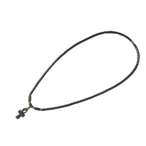 Colar Feminino Pedra Natural Hematita Cruz Ansata 40cm
