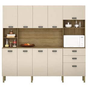 Kit de Cozinha com 9 Portas e 2 Gavetas Budapeste Vanilla