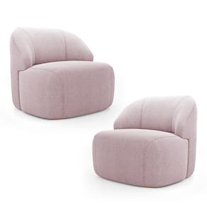 Kit 02 Poltronas Decorativas Kaya Orgânica Bouclê Rosê - Desk Design
