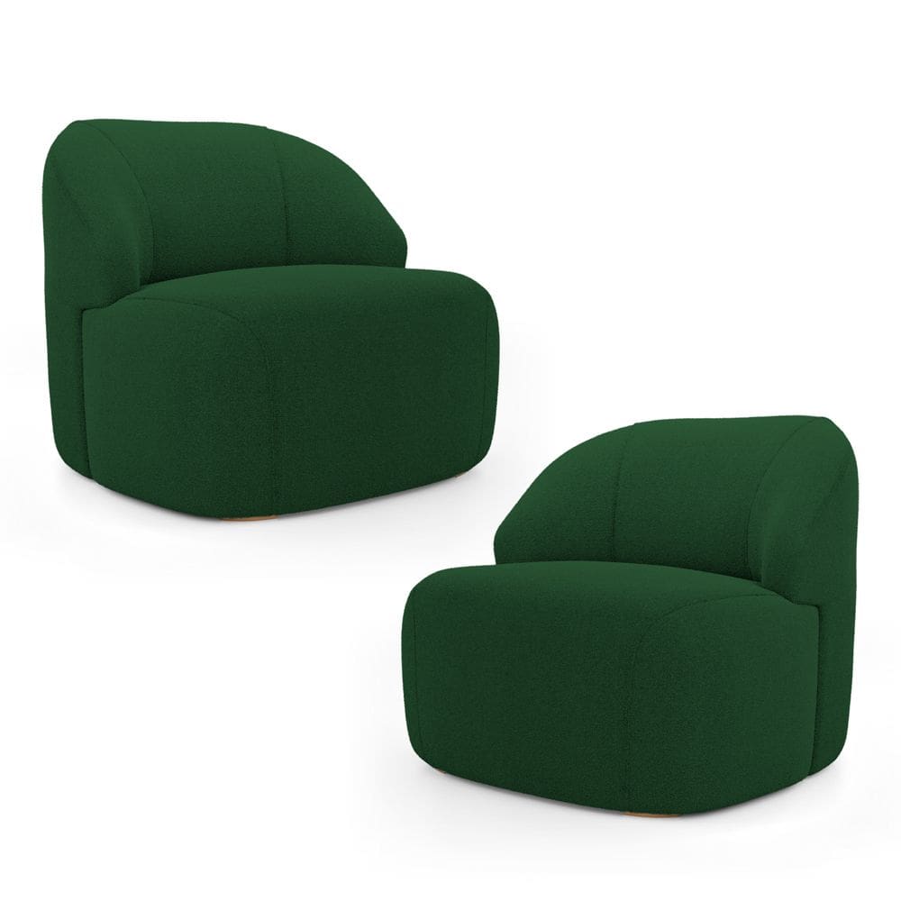 Kit 02 Poltronas Decorativas Kaya Orgânica Bouclê Verde - Desk Design