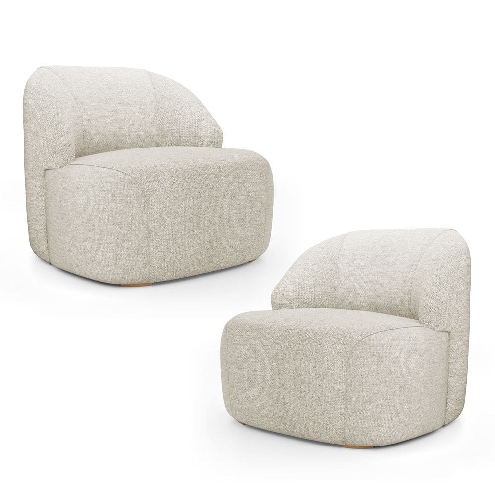 Kit 02 Poltronas Decorativas Kaya Orgânica Linho Bege Claro - Desk Design