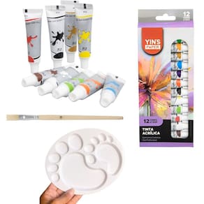Kit Pintura Acrilica Artistica 3 Em 1 Gode Pincel Tinta 12
