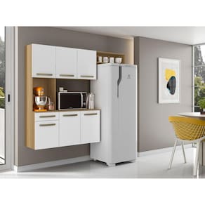 Armário de Cozinha com Balcão Compacta Suspensa Carol - Atacama Off White - Aramoveis