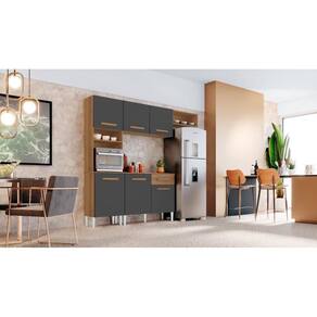 Cozinha Compacta Aurora 6 Portas 1 Gaveta e 2 Nichos Avena/ Grafito - Aramóveis