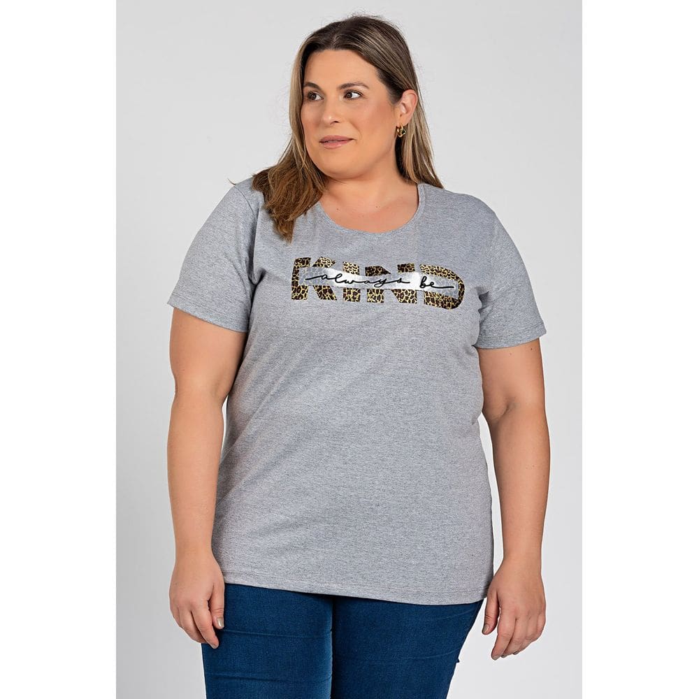 T-shirt Feminina Plus Size  Malha Algodão Estampada ”Always be” - Serena