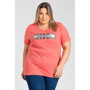 T-shirt Feminina Plus Size Malha Algodão Estampada "Always be" - Serena