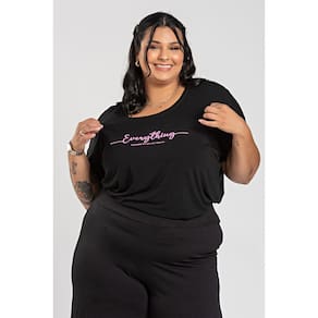 T-shirt Feminina Plus Size Malha Viscose c/ Estampa "Everything" - Serena