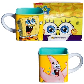 Caneca Bob Esponja 3D Cubo Quadrada Cerâmica Oficial Nichelodeon