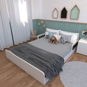 Cama Infantil Montessoriana Casal New Cori Yescasa Branco/Preto