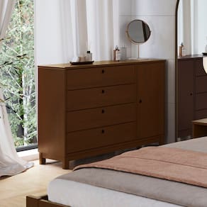 Cômoda Lucy de Madeira Maciça Walnut