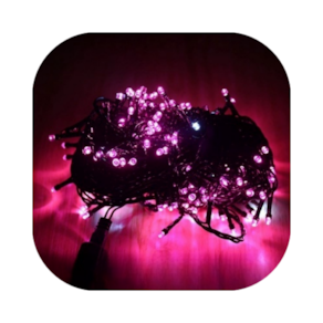 Cordão Pisca 100 Led Prova D´água Fixo Rosa Fio Verde 10m Decor Natal 220v