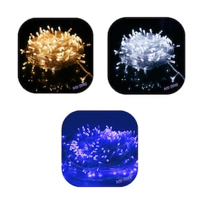 Cordão Pisca 100 Led Prova D´água Fixo Fio Transparente 3 Cores 10m Decor Natal