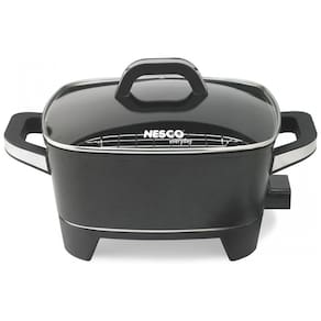 Panela Frigideira Elétrica Multifuncional de Aço Inoxidável, 1500W, 110V, NESCO ES 12, Preto