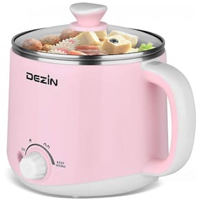 Panela Elétrica Multifuncional 1.6L, Aço Inoxidável, com Controle de Temperatura, 600W, 110V, DEZIN GLH 830, Rosa