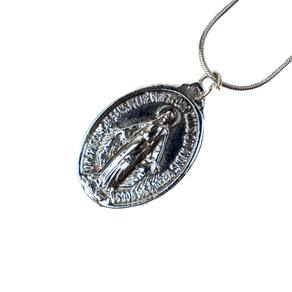 Colar Corrente Medalha Jesus Misericordioso 32 mm Niquelado