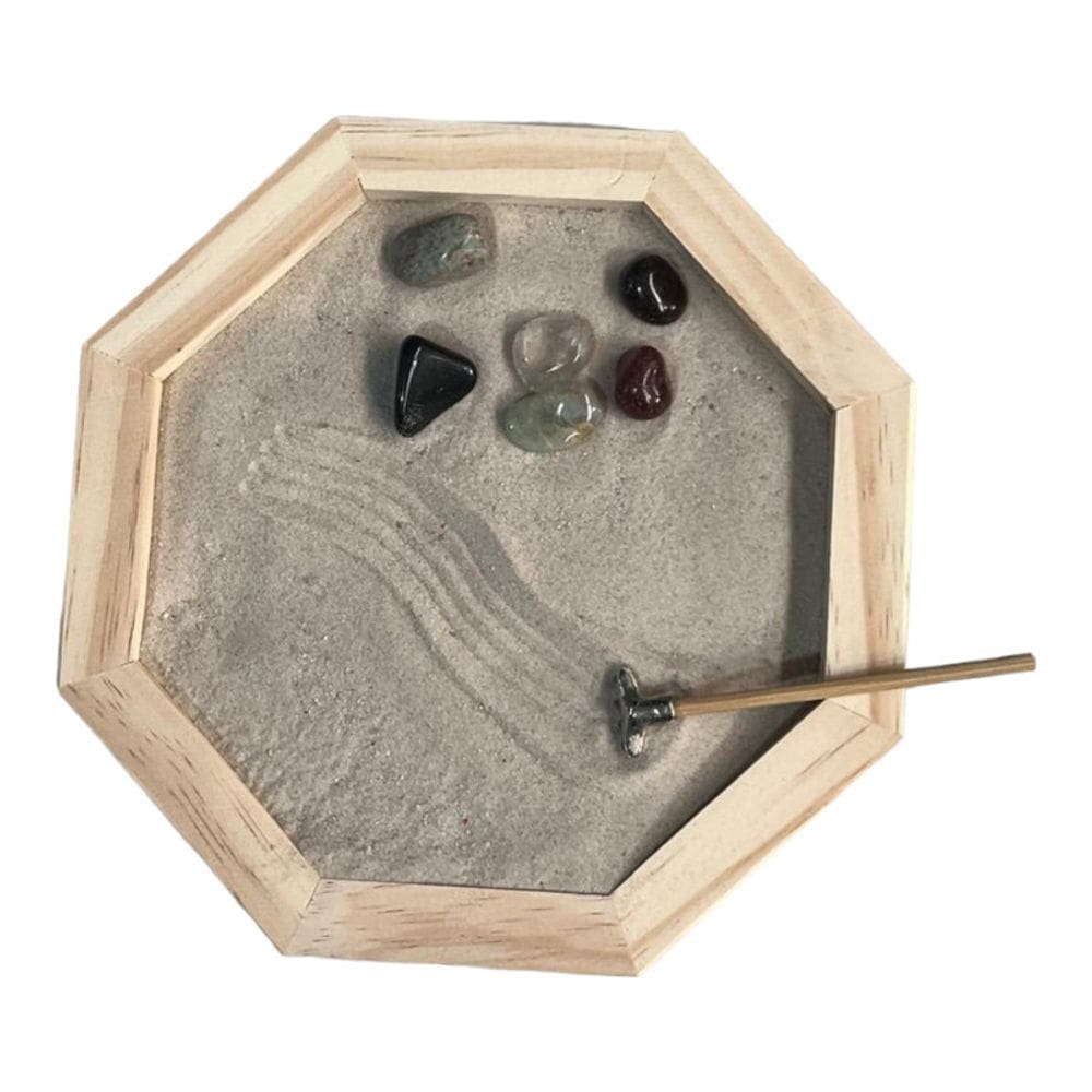 Jardim Zen Japonês Feng Shui Madeira Meditação Octógono 18cm