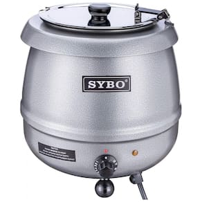 Caldeirão Elétrico Profissional para Sopa 10 Litros com Controle de Temperatura em Aço Inoxidável, 110V 400W, SYBO, Prata