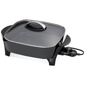 Frigideira Elétrica com Tampa de Vidro e Controle de Temperatura, 110V 1250W, Presto 07117, Preta