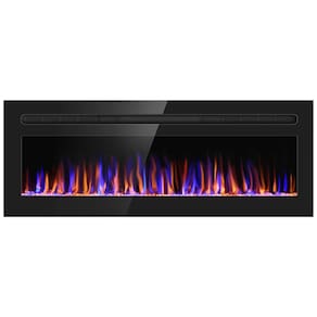 Lareira Elétrica de Embutir A44x127L cm com 12 Cores de Chama Ajustáveis, Suporte, Temporizador e Controle Remoto, 110V 1500W, Upesitom XH050A, Preta