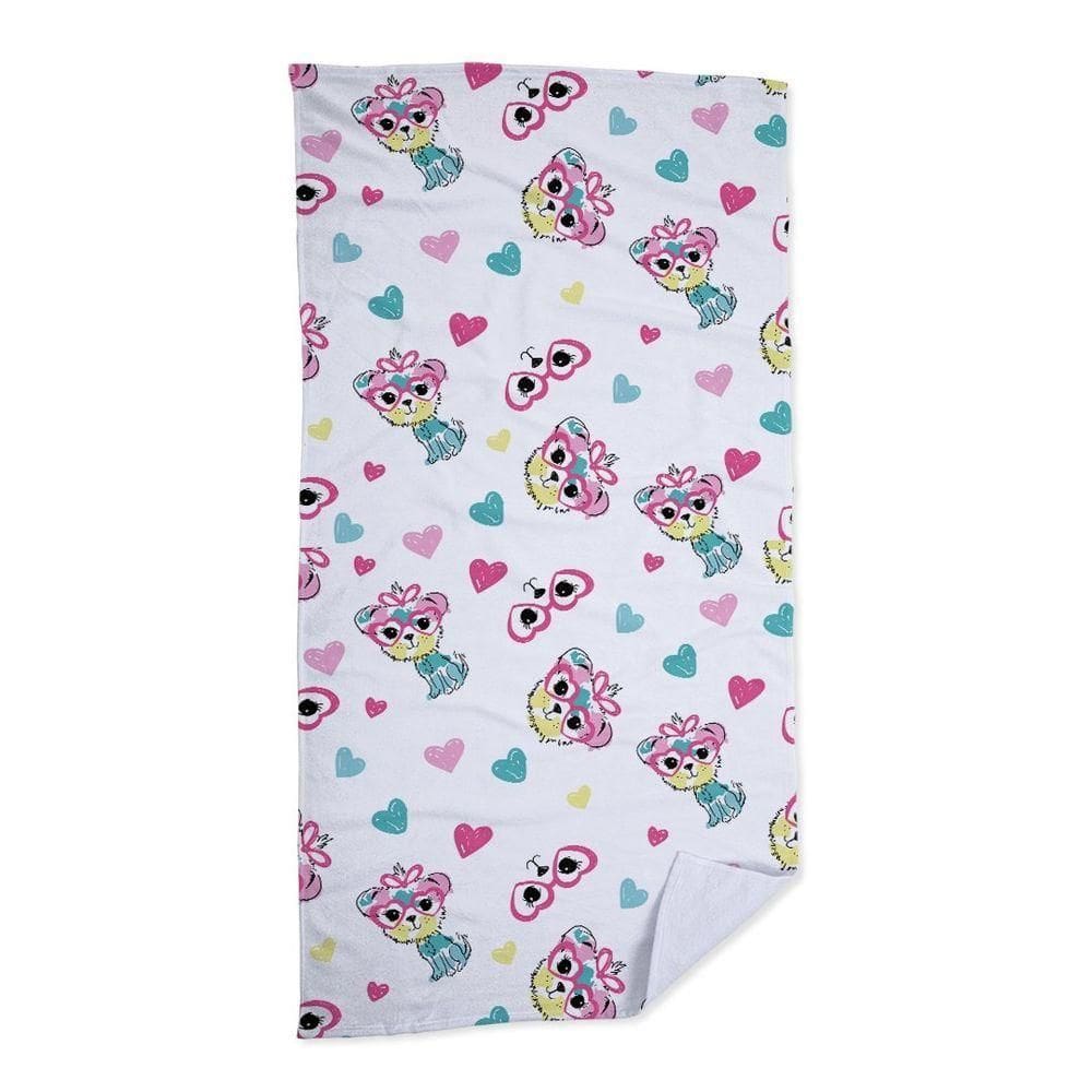 Toalha De Praia Cachorro Fashion Corações